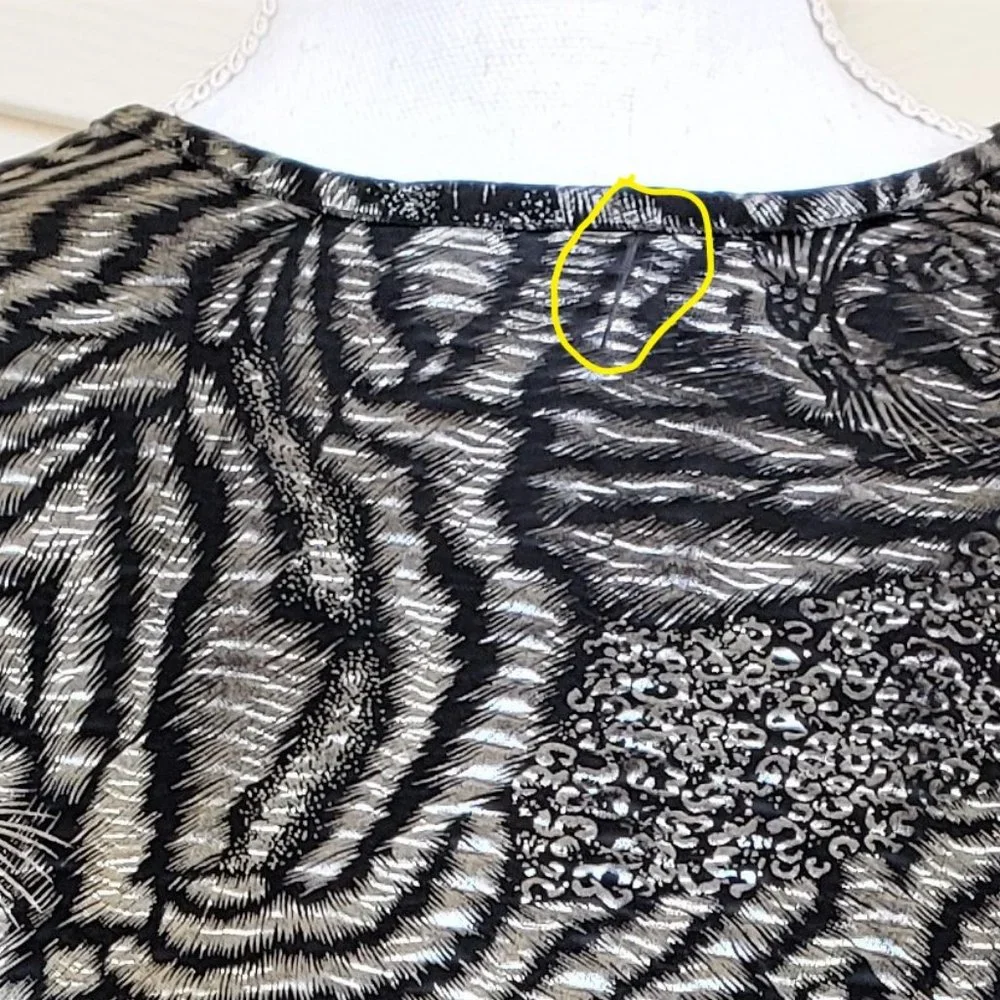 Vintage 80s Shimmery Tiger Animal Print Elastic Waist Shirt - Picture 2 of 8